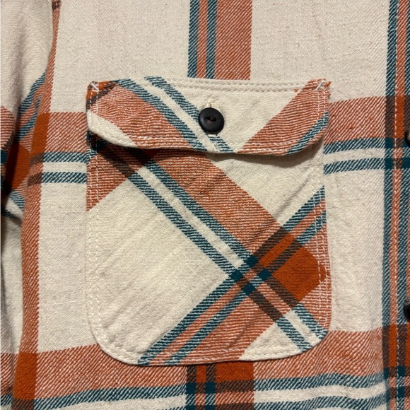 Freenote cloth Casual Plaid Button Down Shirt - Orange and Cream - Picture 4 of 7